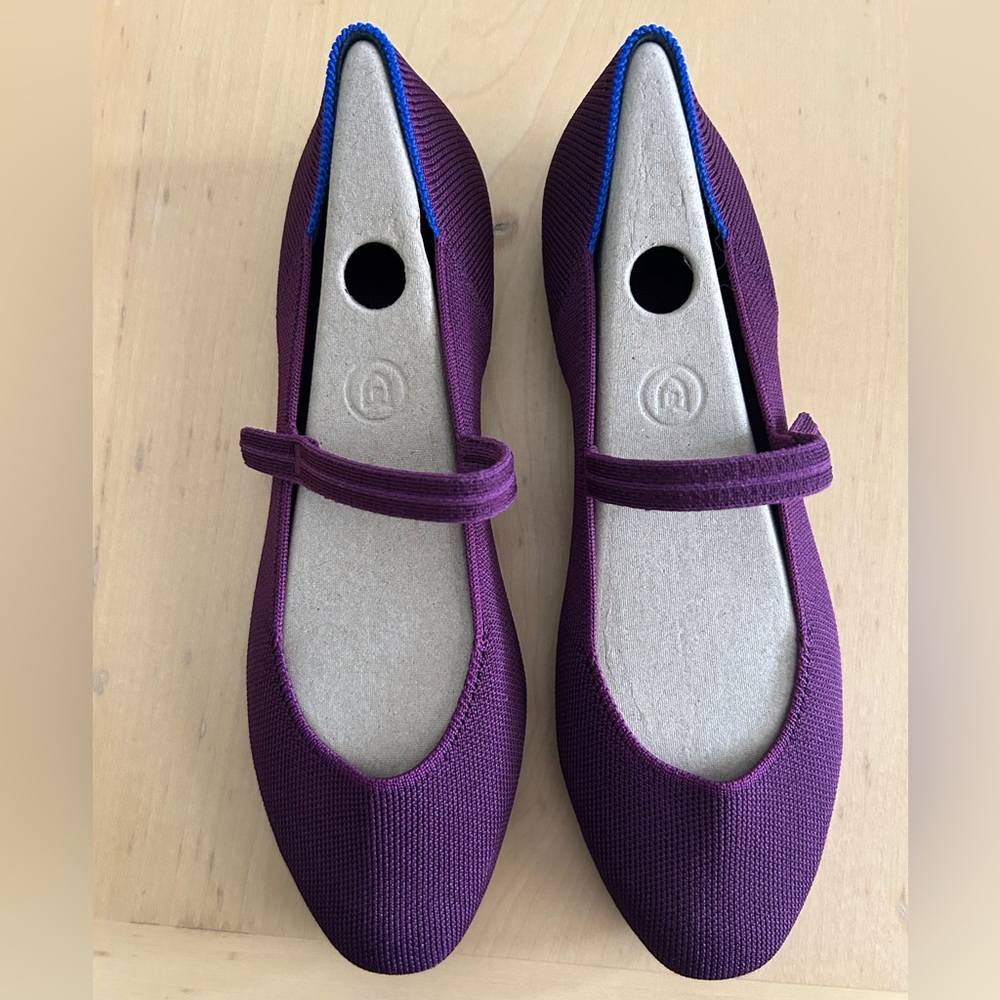 ROTHY'S Square Mary Jane Knit Upper Slip-On Flats Plum Purple Size 9.5 NIB